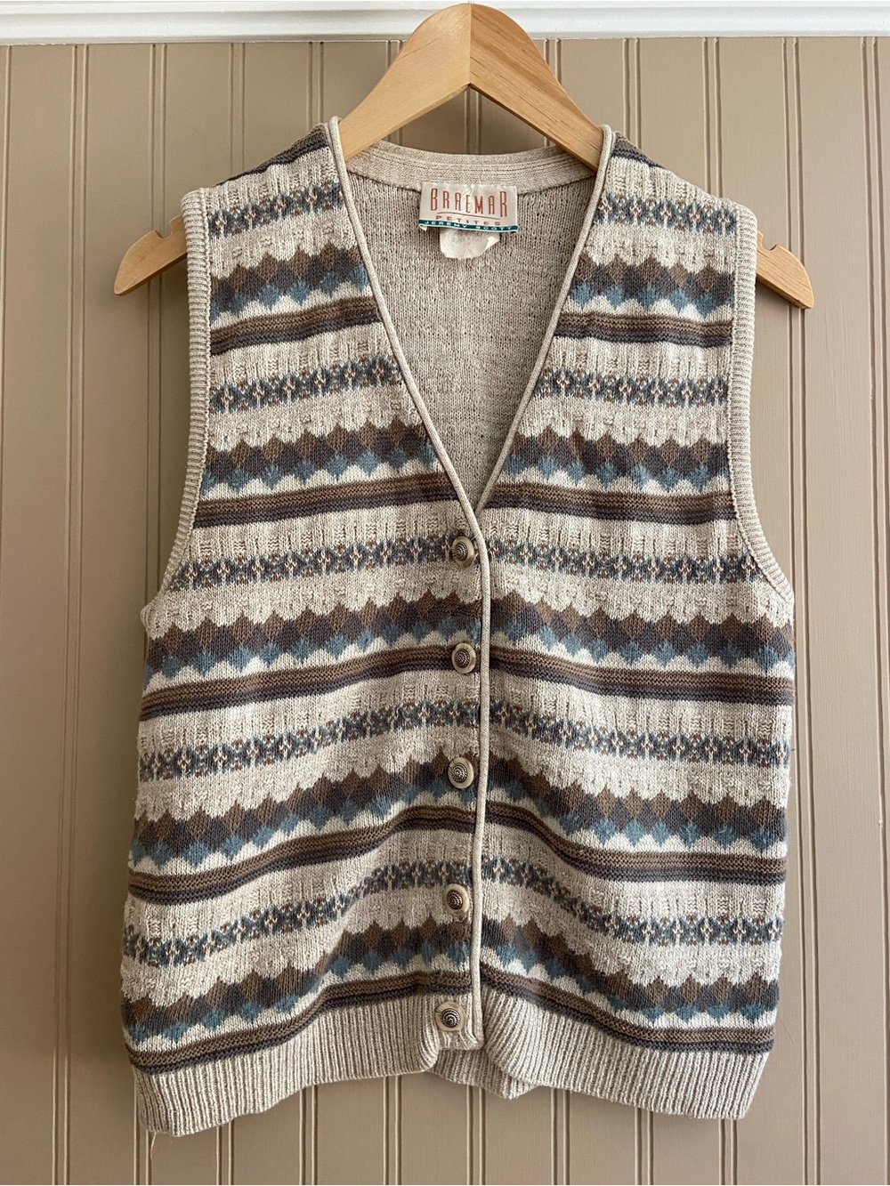 Vintage Knit Button Up Cotton Blend Vest Women’s Size Small